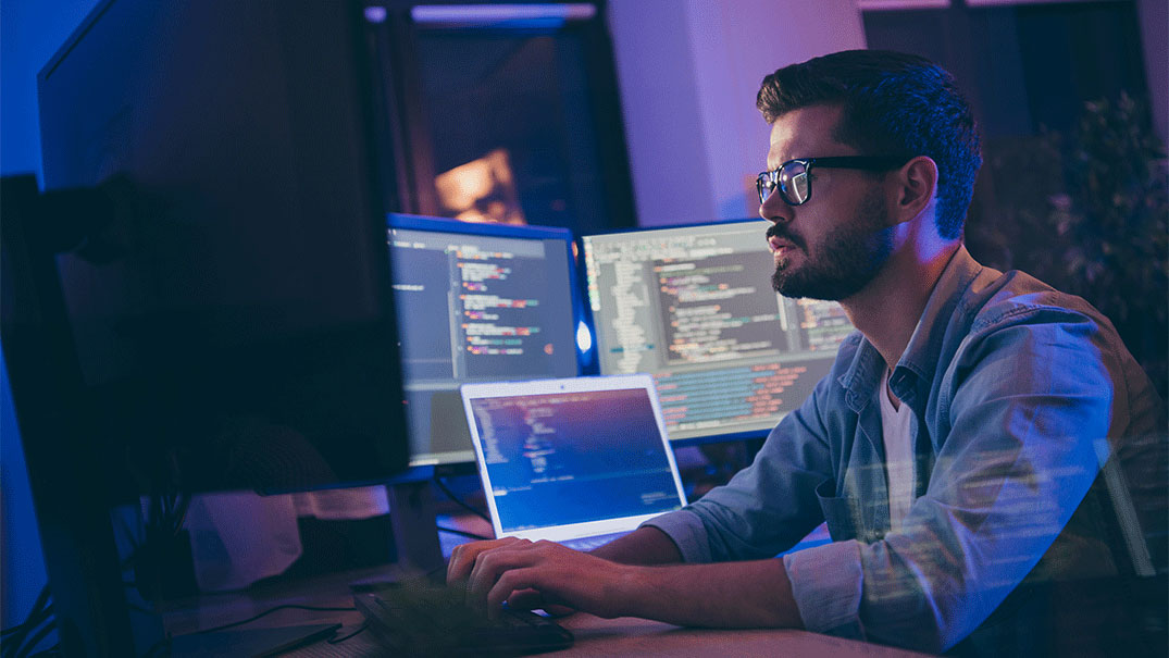 A man working on software